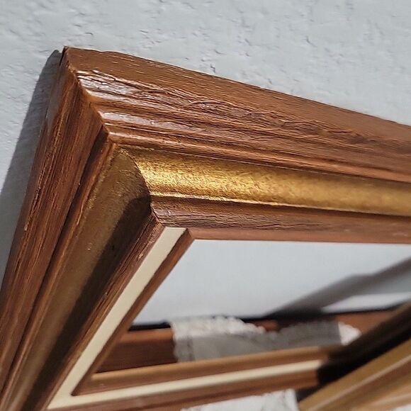 Pair Vtg MCM Wood Art Frames Linen Liner holds 9x12 & 5 x7 no glass Gallery Wall - Picture 14 of 15